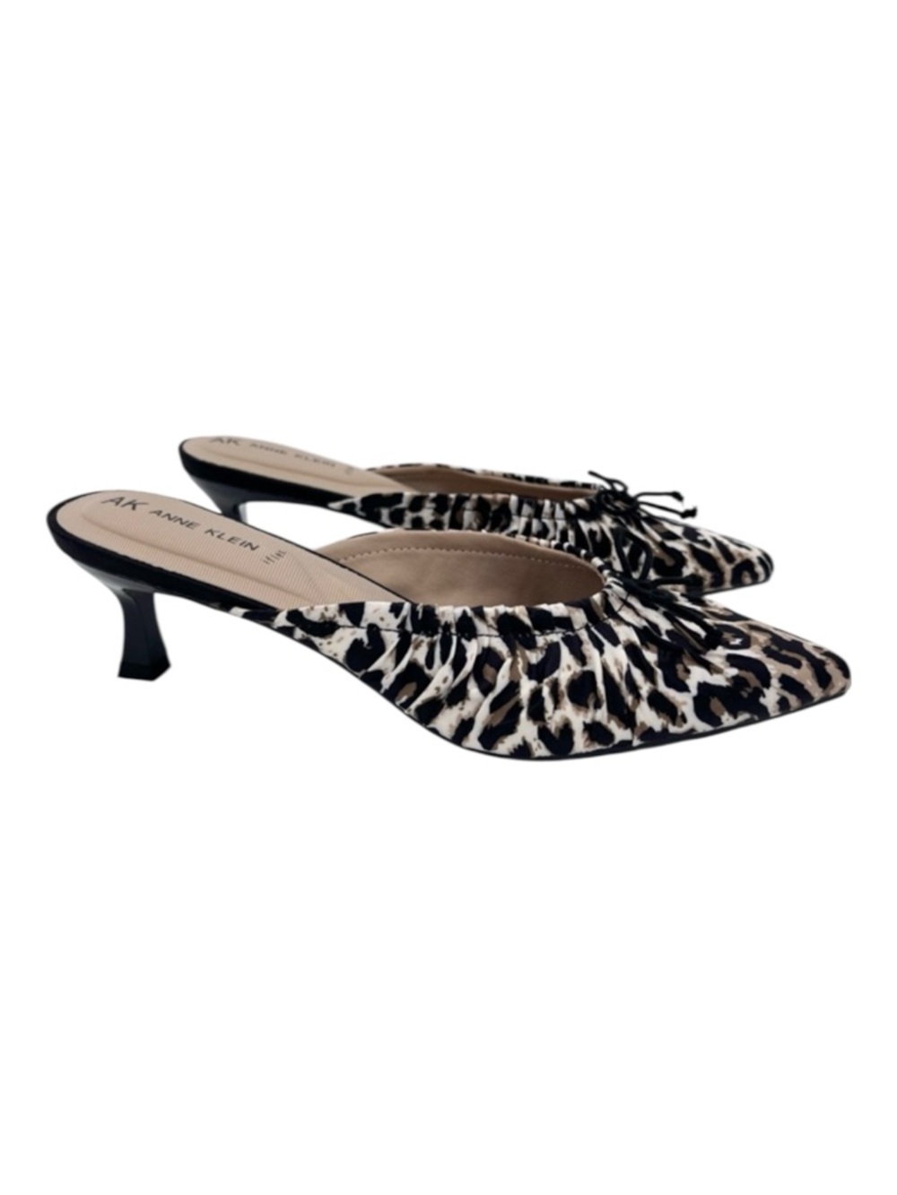 NEW Anne Klein Leopard Print Pointed-Toe Kitten Heel Mules Size 7.5